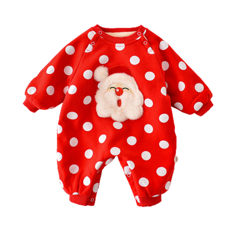Baby Girls Polka dots Embroidered Christmas Jumpsuits Wholesale 211203253