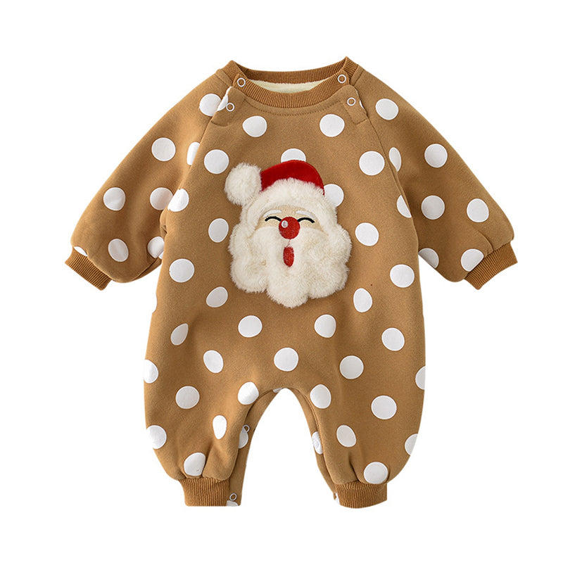 Baby Girls Polka dots Embroidered Christmas Jumpsuits Wholesale 211203253