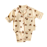 Load image into Gallery viewer, 2 Pieces Set Baby Kid Girls Polka dots Checked Animals Cartoon Print Tops And Pants Sleepwears Wholesale 211203283
