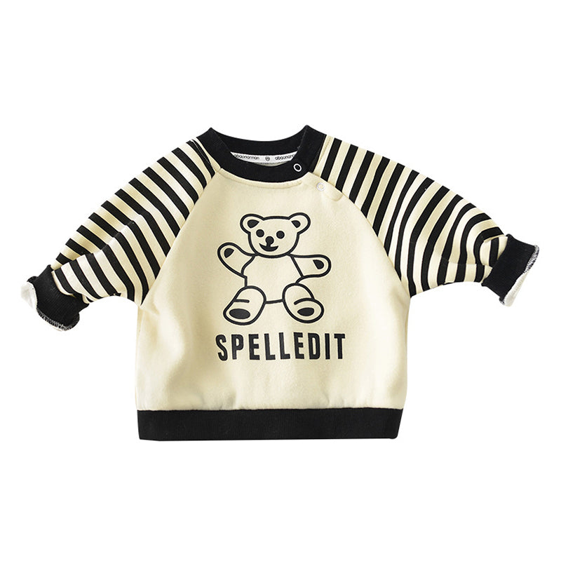 Baby Unisex Striped Letters Cartoon Print Hoodies Swearshirts Wholesale 211203468