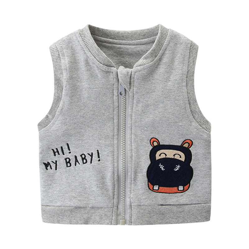 Baby Kid Unisex Letters Cartoon Embroidered Vests Waistcoats Wholesale 211203470