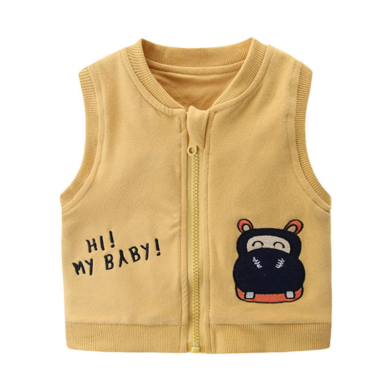 Baby Kid Unisex Letters Cartoon Embroidered Vests Waistcoats Wholesale 211203470