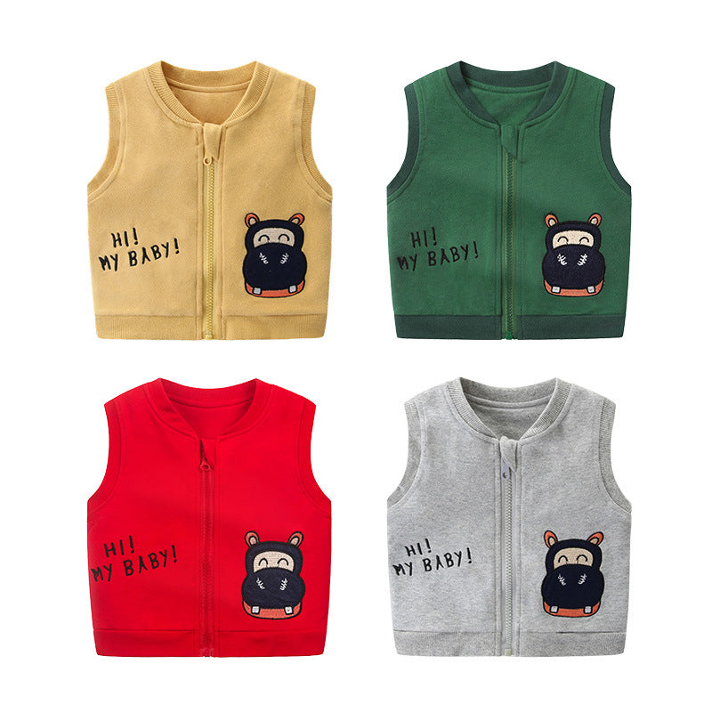 Baby Kid Unisex Letters Cartoon Embroidered Vests Waistcoats Wholesale 211203470