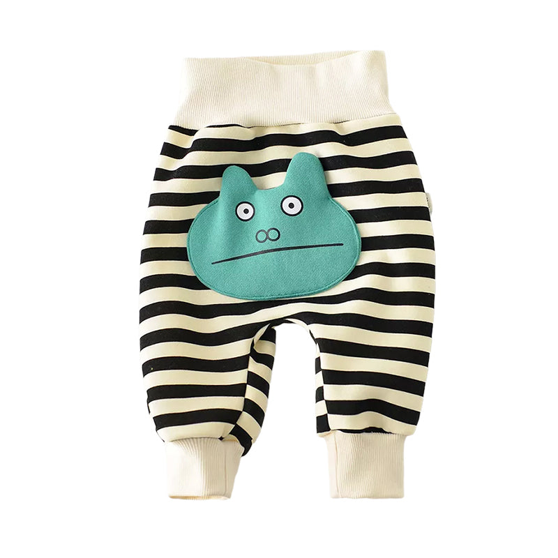 Baby Kid Unisex Solid Color Striped Cartoon Pants Wholesale 211203497
