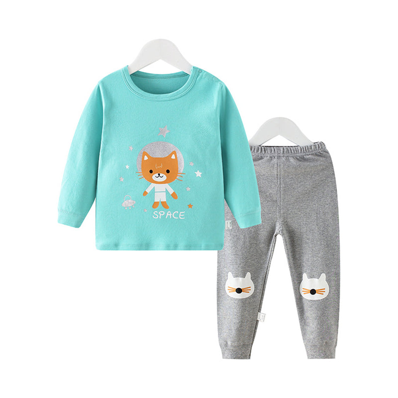 2 Pieces Set Baby Kid Girls Animals Cartoon Print Tops And Pants Wholesale 21120353