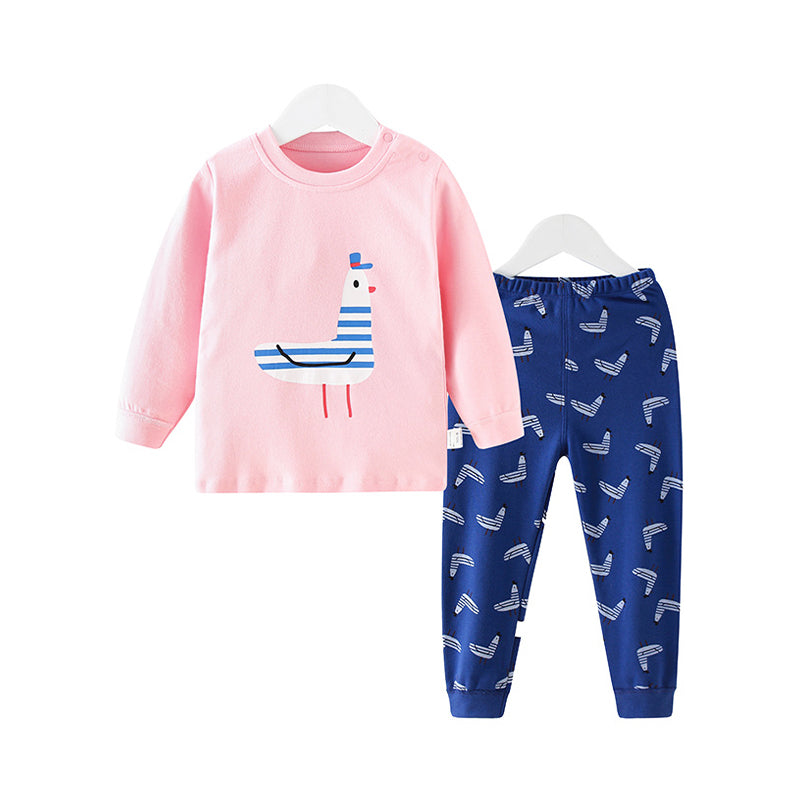 2 Pieces Set Baby Kid Girls Cartoon Print Tops And Animals Pants Wholesale 21120364