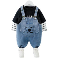 Load image into Gallery viewer, 2 Pieces Set Baby Kid Boys Striped Letters Print Tops And Cartoon Jeans Wholesale 211207193
