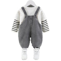 Load image into Gallery viewer, 2 Pieces Set Baby Kid Boys Striped Letters Print Tops And Cartoon Jeans Wholesale 211207193
