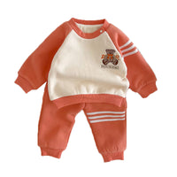 Load image into Gallery viewer, 2 Pieces Set Baby Kid Unisex Color-blocking Cartoon Embroidered Tops And Striped Pants Wholesale 2112141002
