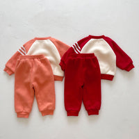 Load image into Gallery viewer, 2 Pieces Set Baby Kid Unisex Color-blocking Cartoon Embroidered Tops And Striped Pants Wholesale 2112141002
