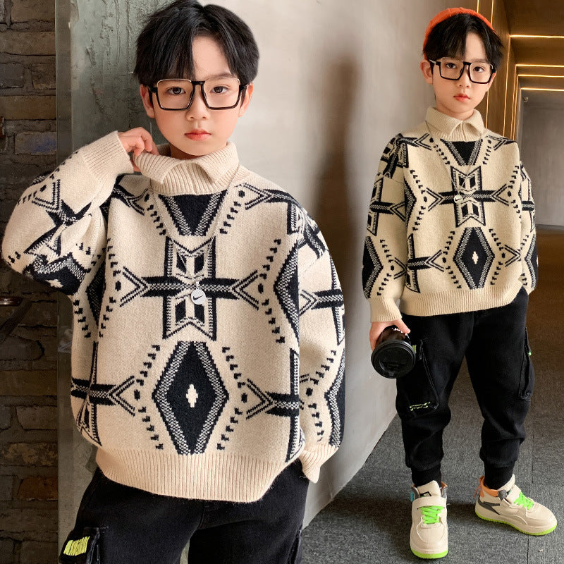 Kid Big Kid Boys Print Sweaters Knitwear Wholesale 211214298