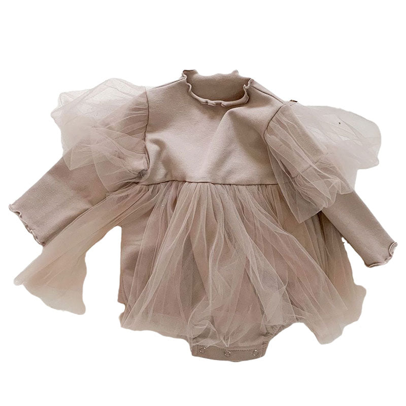 Baby Kid Girls Solid Color Bow Lace Rompers Wholesale 211214319