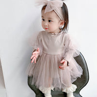 Load image into Gallery viewer, Baby Kid Girls Solid Color Bow Lace Rompers Wholesale 211214319
