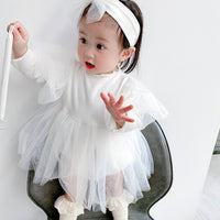 Load image into Gallery viewer, Baby Kid Girls Solid Color Bow Lace Rompers Wholesale 211214319
