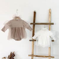 Load image into Gallery viewer, Baby Kid Girls Solid Color Bow Lace Rompers Wholesale 211214319

