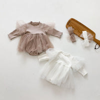 Load image into Gallery viewer, Baby Kid Girls Solid Color Bow Lace Rompers Wholesale 211214319
