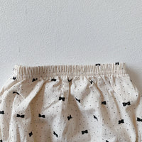 Load image into Gallery viewer, 2 Pieces Set Baby Kid Girls Polka dots Bow Print Tops And Shorts Wholesale 211214352
