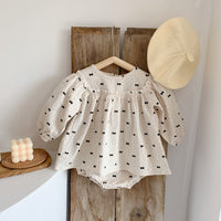Load image into Gallery viewer, 2 Pieces Set Baby Kid Girls Polka dots Bow Print Tops And Shorts Wholesale 211214352
