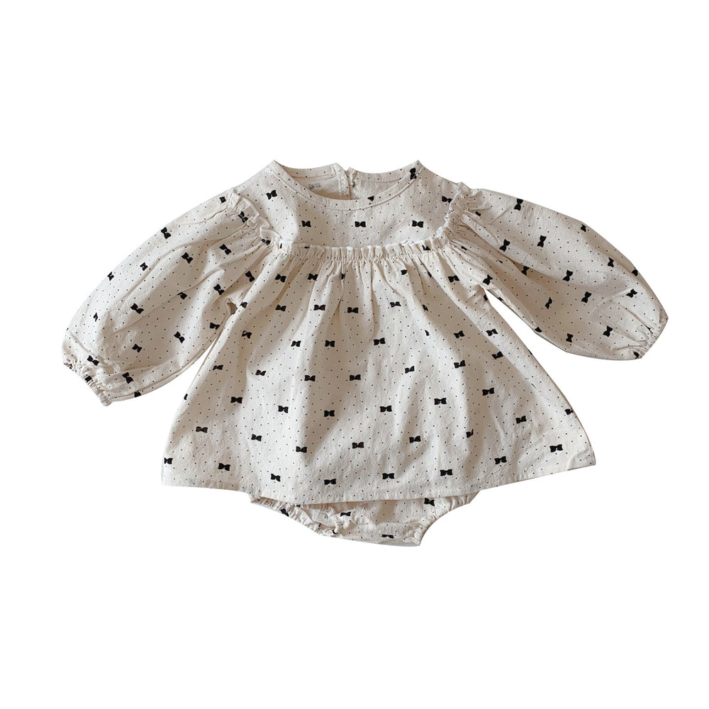2 Pieces Set Baby Kid Girls Polka dots Bow Print Tops And Shorts Wholesale 211214352
