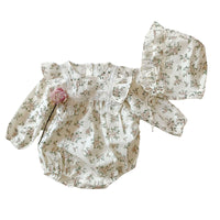 Load image into Gallery viewer, Baby Kid Girls Flower Print Rompers Hats Wholesale 211214407
