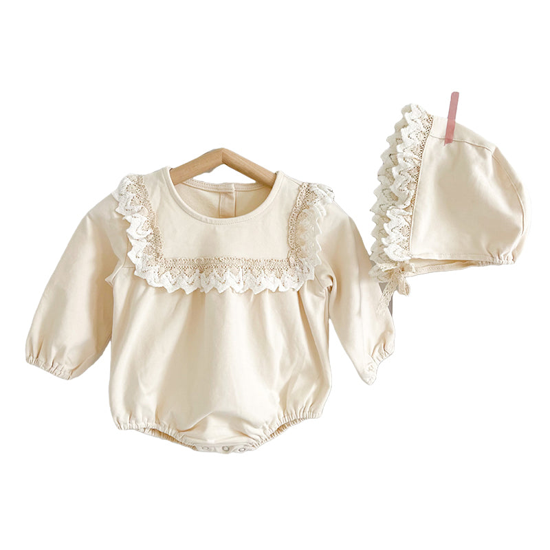 Baby Kid Girls Lace Rompers And Hats Wholesale 211214514
