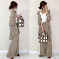 Load image into Gallery viewer, 2 Pieces Set Women Solid Color Blouses And Pants Wholesale 21122074
