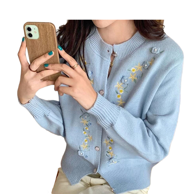 Women Flower Crochet Embroidered Cardigan Wholesale 2112221565