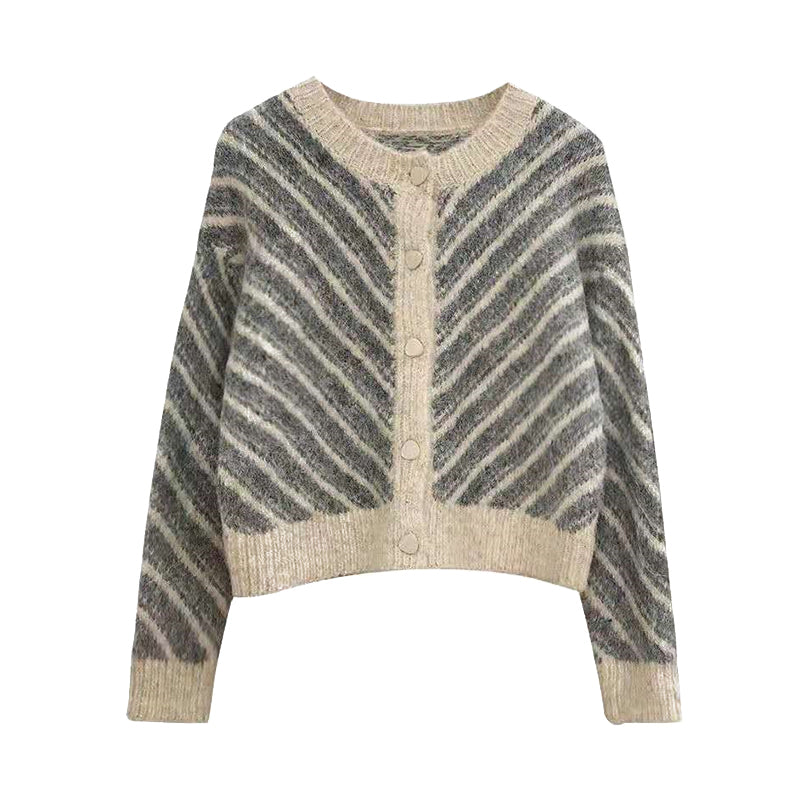 Women Striped Crochet Cardigan Wholesale 2112221569