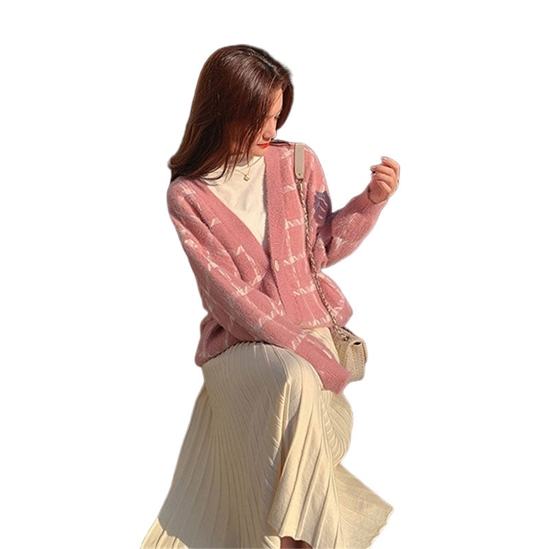 Women Checked Cardigan Knitwear Wholesale 2112221751