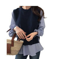 Load image into Gallery viewer, Women Striped Color-blocking Crochet Tops Wholesale 2112221931
