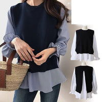 Load image into Gallery viewer, Women Striped Color-blocking Crochet Tops Wholesale 2112221931
