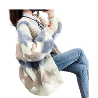 Load image into Gallery viewer, Women Checked Cardigan Knitwear Wholesale 2112222030
