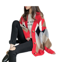 Load image into Gallery viewer, Women Checked Cardigan Knitwear Wholesale 2112222030
