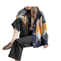 Load image into Gallery viewer, Women Checked Cardigan Knitwear Wholesale 2112222030
