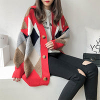 Load image into Gallery viewer, Women Checked Cardigan Knitwear Wholesale 2112222030
