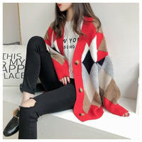 Load image into Gallery viewer, Women Checked Cardigan Knitwear Wholesale 2112222030
