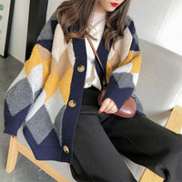 Load image into Gallery viewer, Women Checked Cardigan Knitwear Wholesale 2112222030
