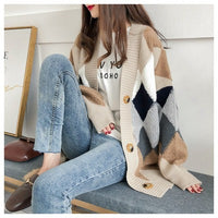 Load image into Gallery viewer, Women Checked Cardigan Knitwear Wholesale 2112222030
