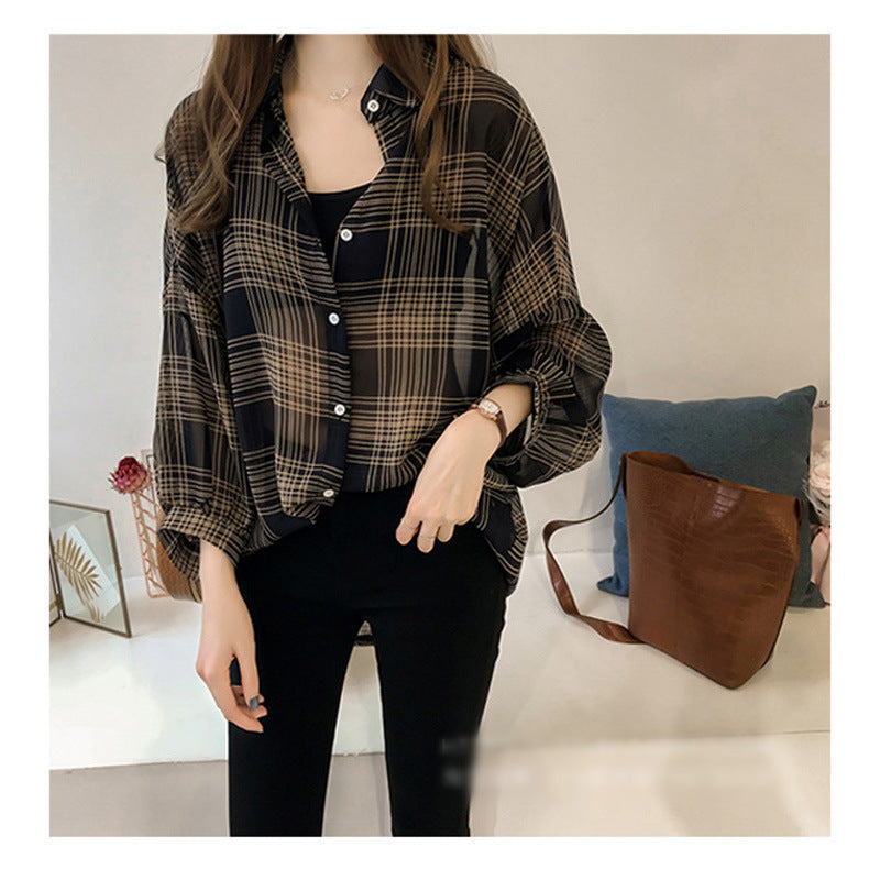 Women Checked Blouses Wholesale 2112222041
