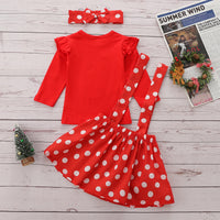 Load image into Gallery viewer, 2 Pieces Set Baby Kid Girls Christmas Animals Cartoon Print Tops And Polka dots Skirts Wholesale 21210002
