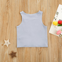 Load image into Gallery viewer, Kid Girls Solid Color Muslin&amp;Ribbed Vests Waistcoats Tops Wholesale 21210033
