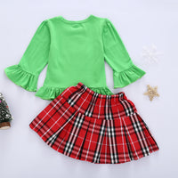 Load image into Gallery viewer, 2 Pieces Set Baby Kid Girls Christmas Tops And Checked Skirts Wholesale 21210058

