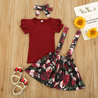 Load image into Gallery viewer, 3 Pieces Set Baby Kid Girls Solid Color Muslin&amp;Ribbed Print Flower And Bow Wholesale 21210070
