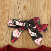 Load image into Gallery viewer, 3 Pieces Set Baby Kid Girls Solid Color Muslin&amp;Ribbed Print Flower And Bow Wholesale 21210070
