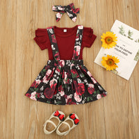 Load image into Gallery viewer, 3 Pieces Set Baby Kid Girls Solid Color Muslin&amp;Ribbed Print Flower And Bow Wholesale 21210070
