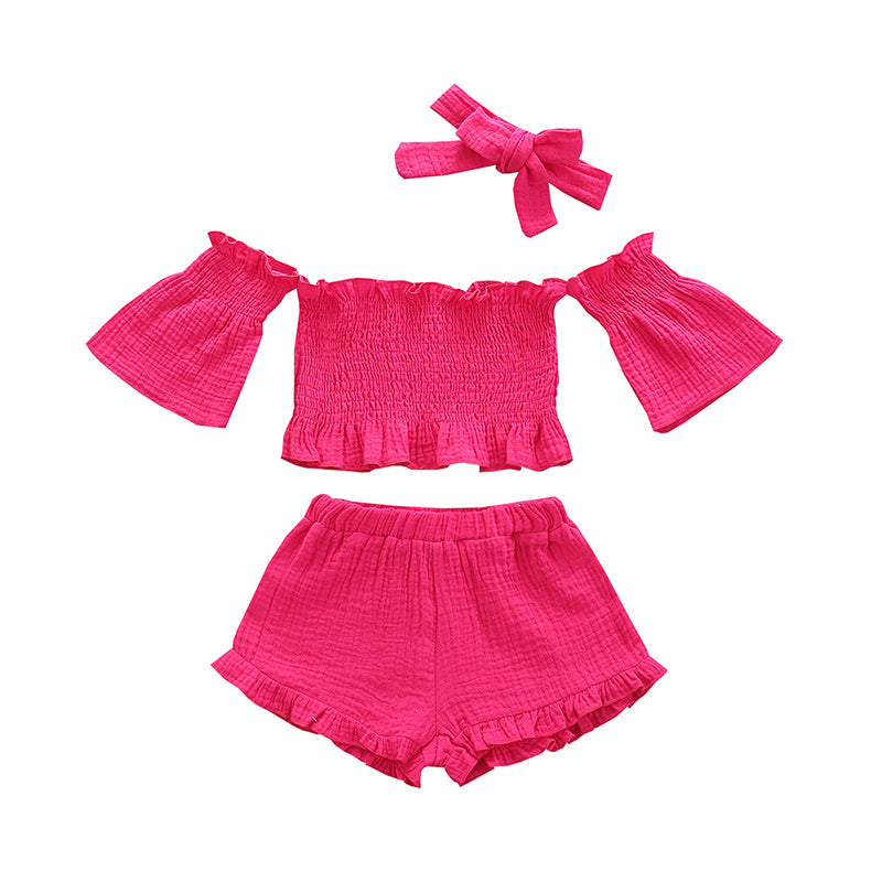 3 Pieces Set Baby Kid Girls Solid Color Bow And Wholesale 21210074