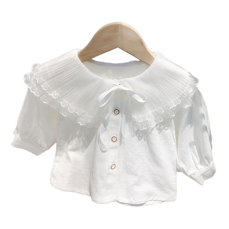 Baby Kid Girls Solid Color Lace Tops And Pants Jeans Wholesale 22011203