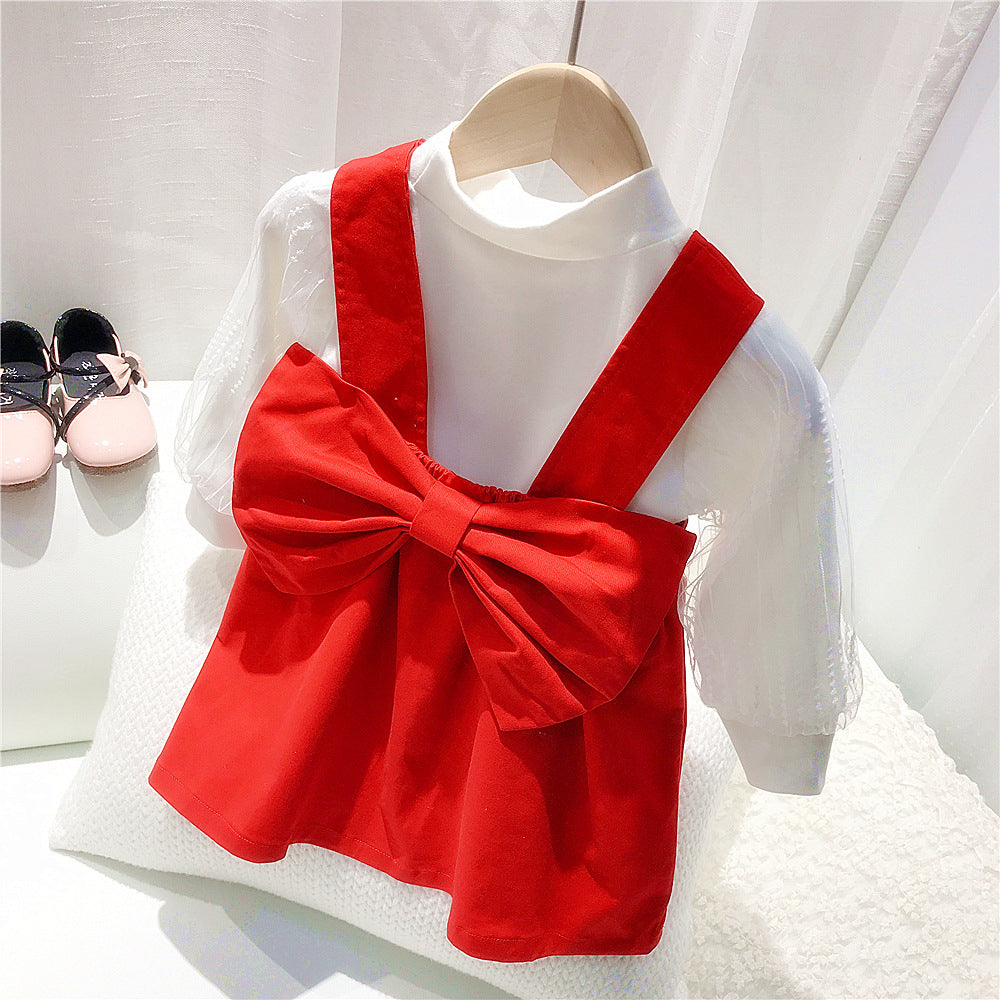 Baby Kid Girls Solid Color Tops And Bow Dresses Wholesale 2 2011211