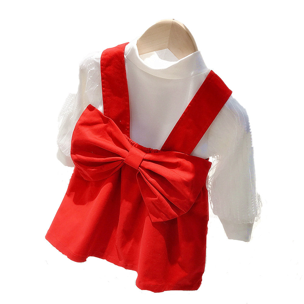 Baby Kid Girls Solid Color Tops And Bow Dresses Wholesale 22011211