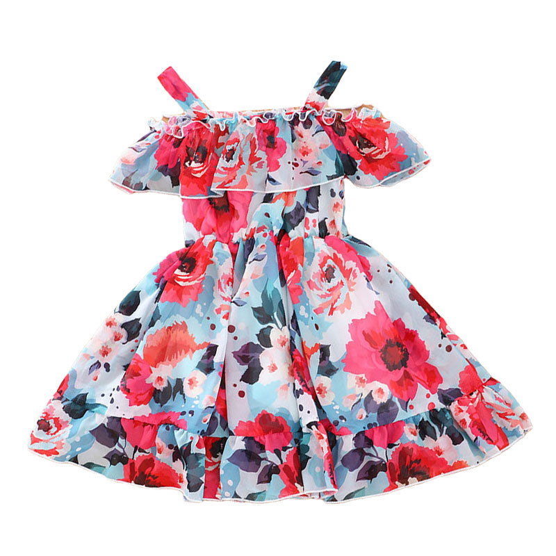 Baby Kid Girls Flower Print Dresses Wholesale 220113573